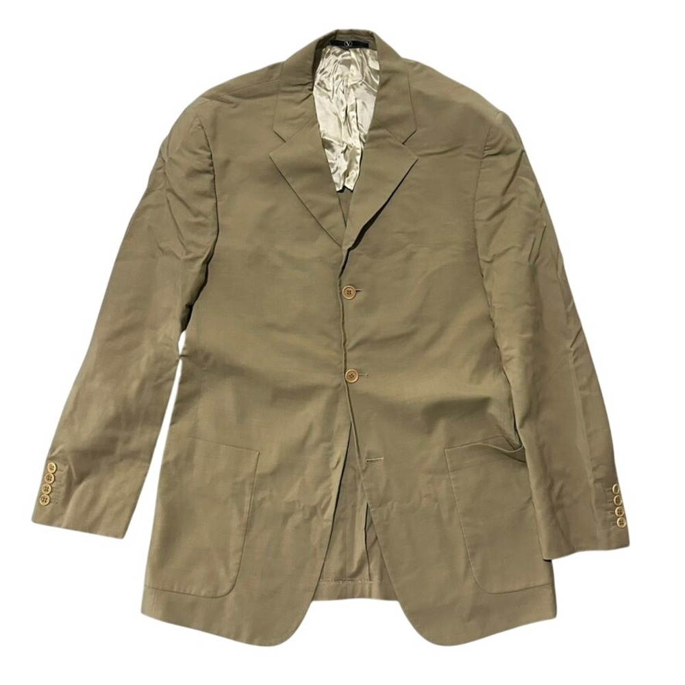 Valentino Roma Mens Tan Cotton Blend 3-Button Sport Coat Jacket - Flawed - 40R